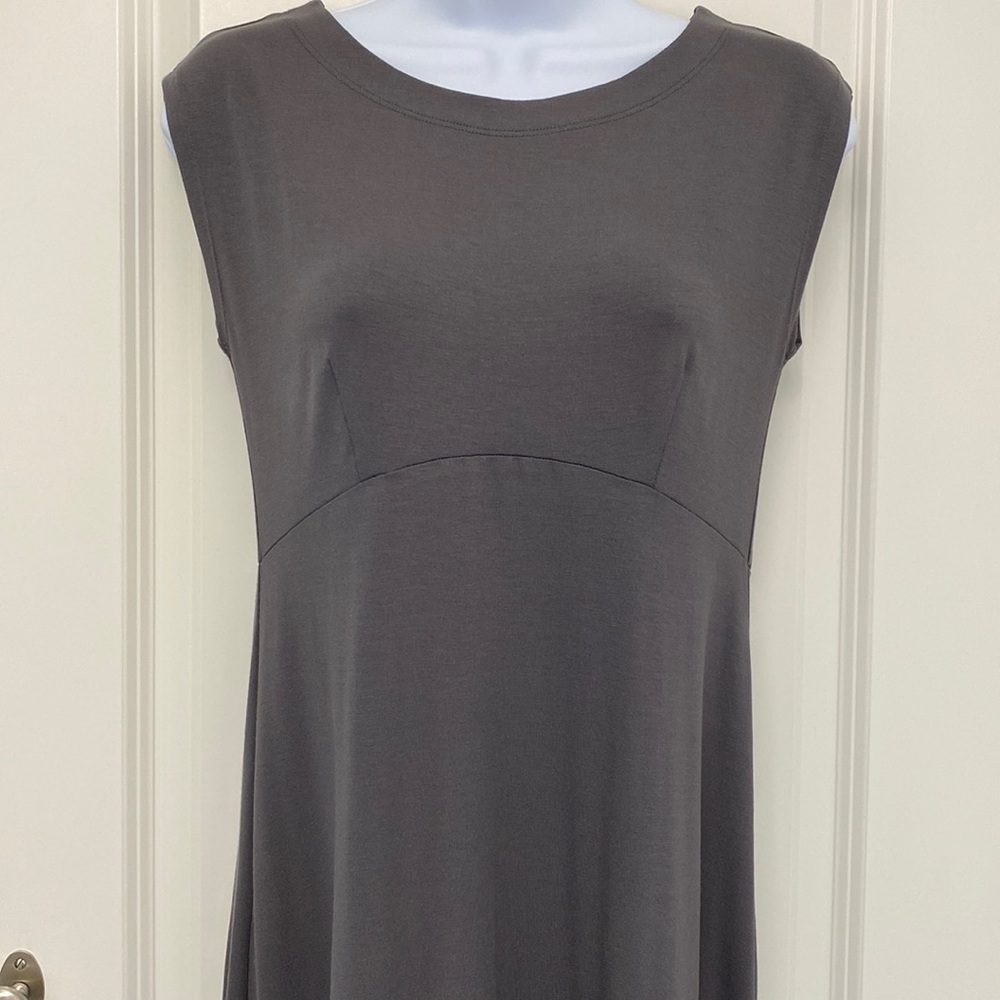Eileen Fisher Midi Dress Viscose Jersey Empire Seam Ash XS Petite NWT
